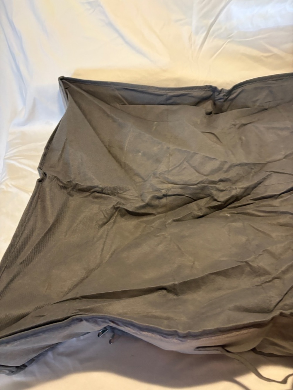 Large Gray Fabric Travel or Storage Bag with Clear Plastic Top - Picture 3 of 4